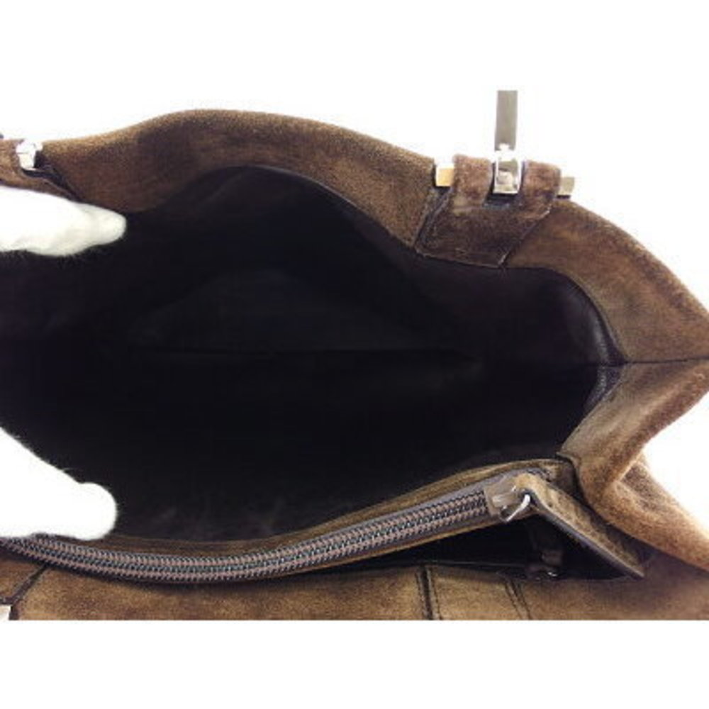 Gucci Tote Bag Handbag Bit Motif Handle Brown Suede - Picture 6 of 6
